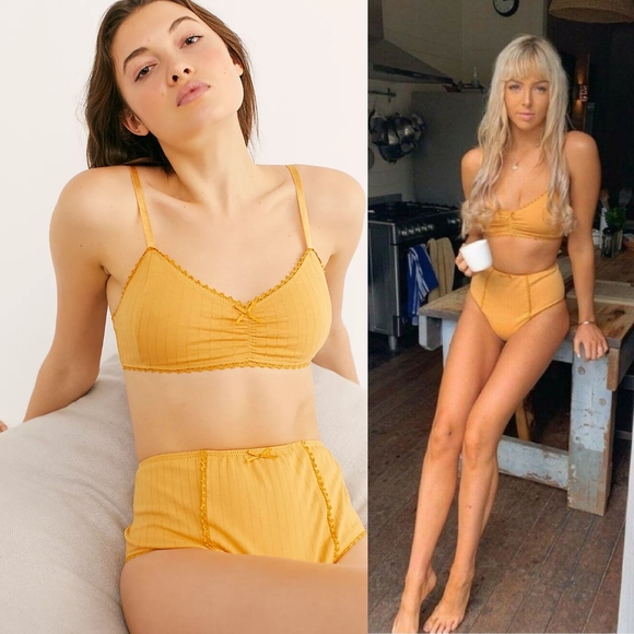 New spell designs Lana organic cotton bralette M sunflower yellow saffron bra - Picture 2 of 16